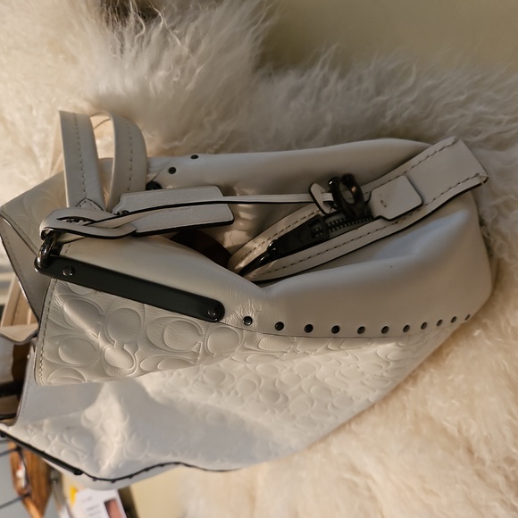 Coach EDIE Signature Embossed Handbag with Rivets - Picture 2 of 12